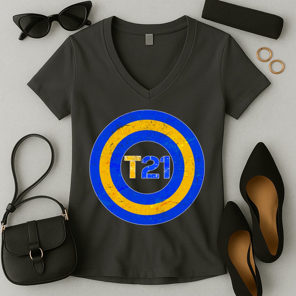 Captain T21 Shield - Down Syndrome Awareness Women's V-Neck T-Shirt