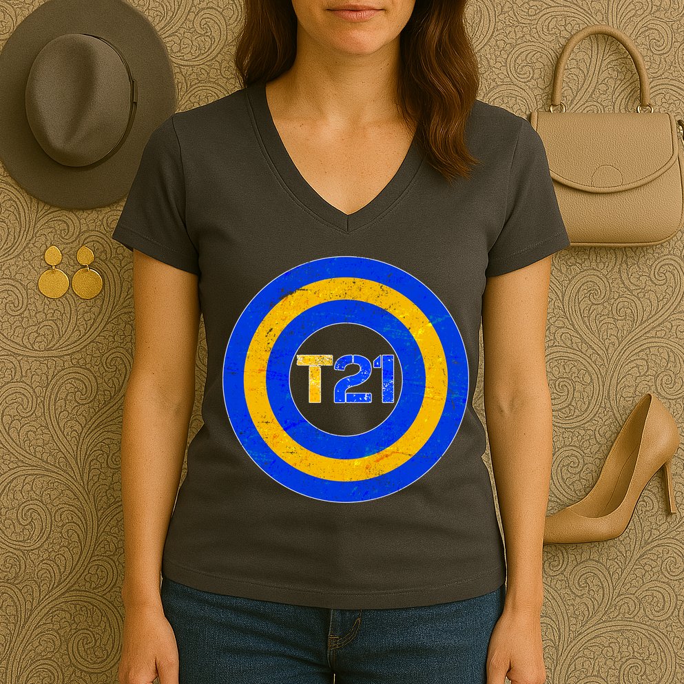 Captain T21 Shield - Down Syndrome Awareness Women's V-Neck T-Shirt
