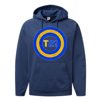 Captain T21 Shield - Down Syndrome Awareness Performance Fleece Hoodie