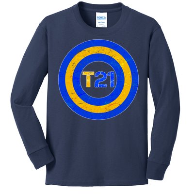 Captain T21 Shield - Down Syndrome Awareness Kids Long Sleeve Shirt