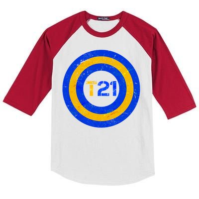 Captain T21 Shield - Down Syndrome Awareness Kids Colorblock Raglan Jersey