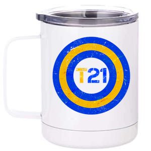 Captain T21 Shield - Down Syndrome Awareness 12 oz Stainless Steel Tumbler Cup