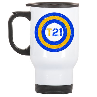 Captain T21 Shield - Down Syndrome Awareness Stainless Steel Travel Mug