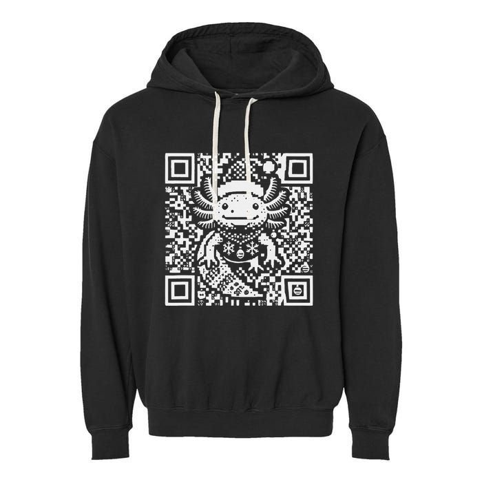 Christmas Axolotl Qr Code Ugly Garment-Dyed Fleece Hoodie