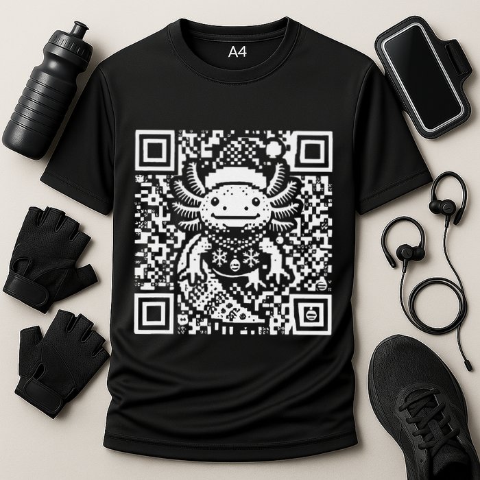 Christmas Axolotl Qr Code Ugly Performance Shirt