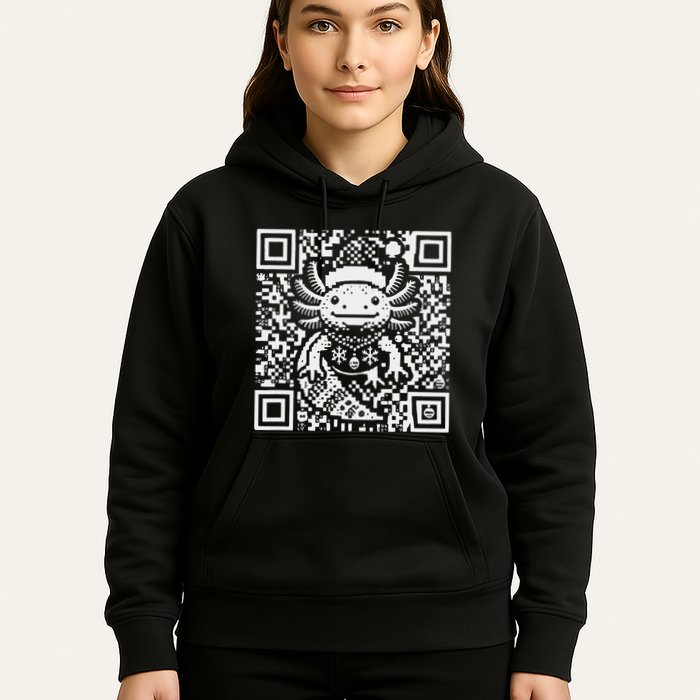 Christmas Axolotl Qr Code Ugly Hoodie