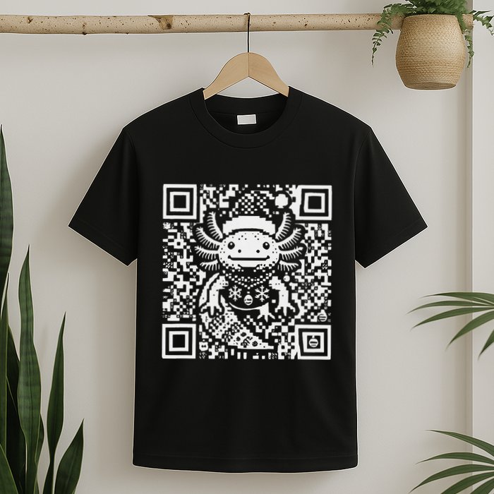 Christmas Axolotl Qr Code Ugly T-Shirt