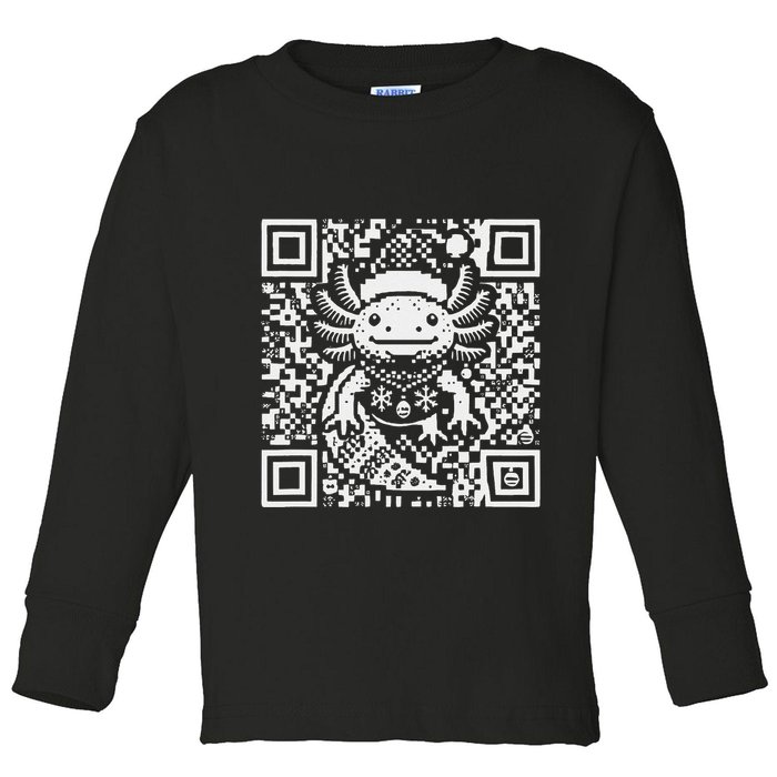Christmas Axolotl Qr Code Ugly Toddler Long Sleeve Shirt