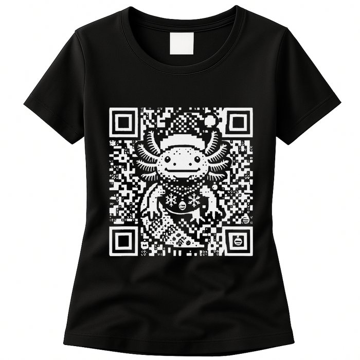Christmas Axolotl Qr Code Ugly Womens T-Shirt