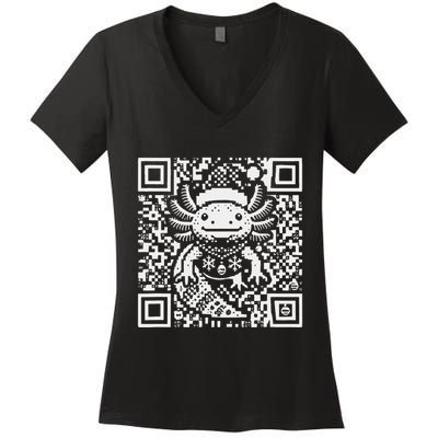 Christmas Axolotl Qr Code Ugly Women's V-Neck T-Shirt