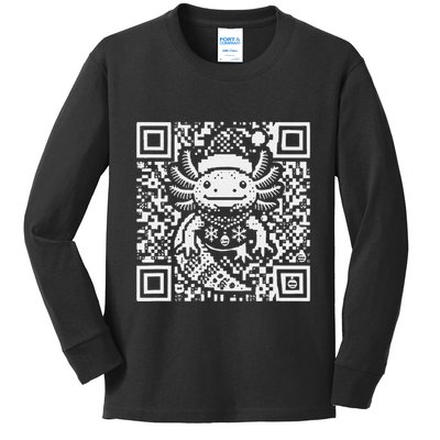 Christmas Axolotl Qr Code Ugly Kids Long Sleeve Shirt