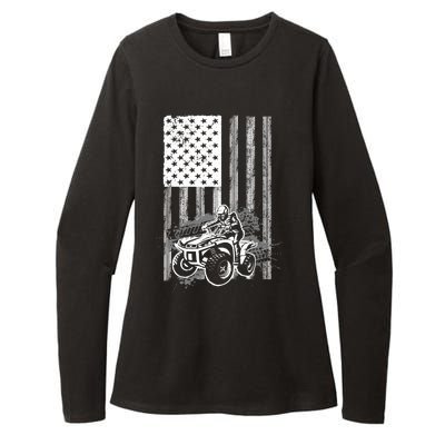 Cool ATV Quad Racing Squad USA Flag 4 Wheeler Womens CVC Long Sleeve Shirt