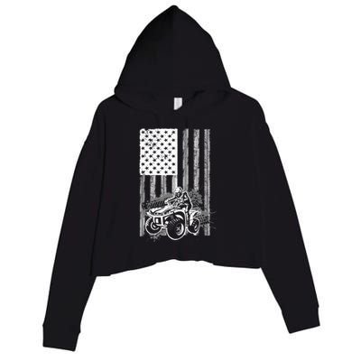 Cool ATV Quad Racing Squad USA Flag 4 Wheeler Crop Fleece Hoodie