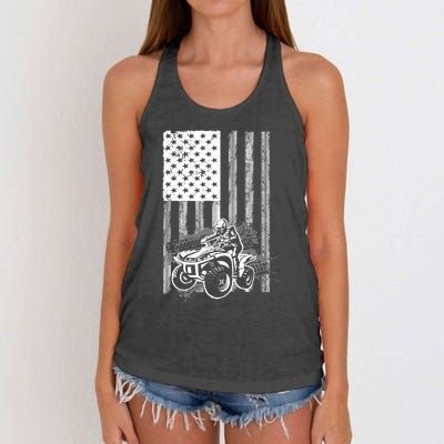 Cool ATV Quad Racing Squad USA Flag 4 Wheeler Women's Knotted Racerback Tank