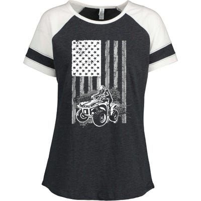 Cool ATV Quad Racing Squad USA Flag 4 Wheeler Enza Ladies Jersey Colorblock Tee