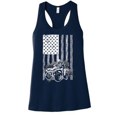 Cool ATV Quad Racing Squad USA Flag 4 Wheeler Women's Racerback Tank