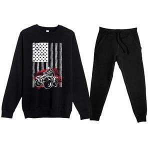 Cool ATV Quad Racing Squad USA Flag 4 Wheeler Premium Crewneck Sweatsuit Set