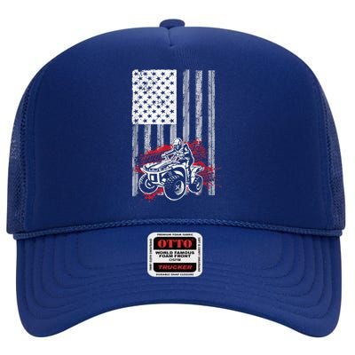 Cool ATV Quad Racing Squad USA Flag 4 Wheeler High Crown Mesh Back Trucker Hat