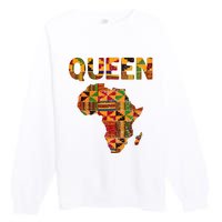 Cool African Queen Art Kente Cloth Africa Ghana Premium Crewneck Sweatshirt