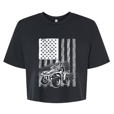 Cool ATV Quad Racing Squad USA Flag 4 Wheeler Bella+Canvas Jersey Crop Tee