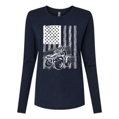 Cool ATV Quad Racing Squad USA Flag 4 Wheeler Womens Cotton Relaxed Long Sleeve T-Shirt