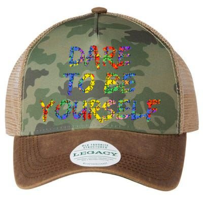 Colorful Autism Quote Gift Dare To Be Yourself Gift Legacy Tie Dye Trucker Hat