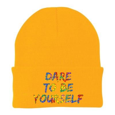 Colorful Autism Quote Gift Dare To Be Yourself Gift Knit Cap Winter Beanie