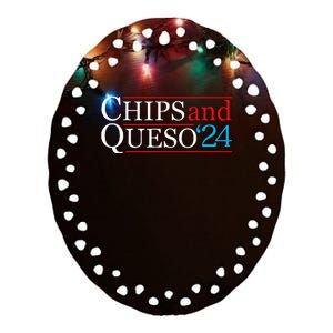 Chips And Queso 2024 Funny Political Election Foodie Ceramic Oval Ornament