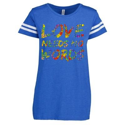 Colorful Autism Quote Puzzle Piece Gift Love Needs No Words Gift Enza Ladies Jersey Football T-Shirt