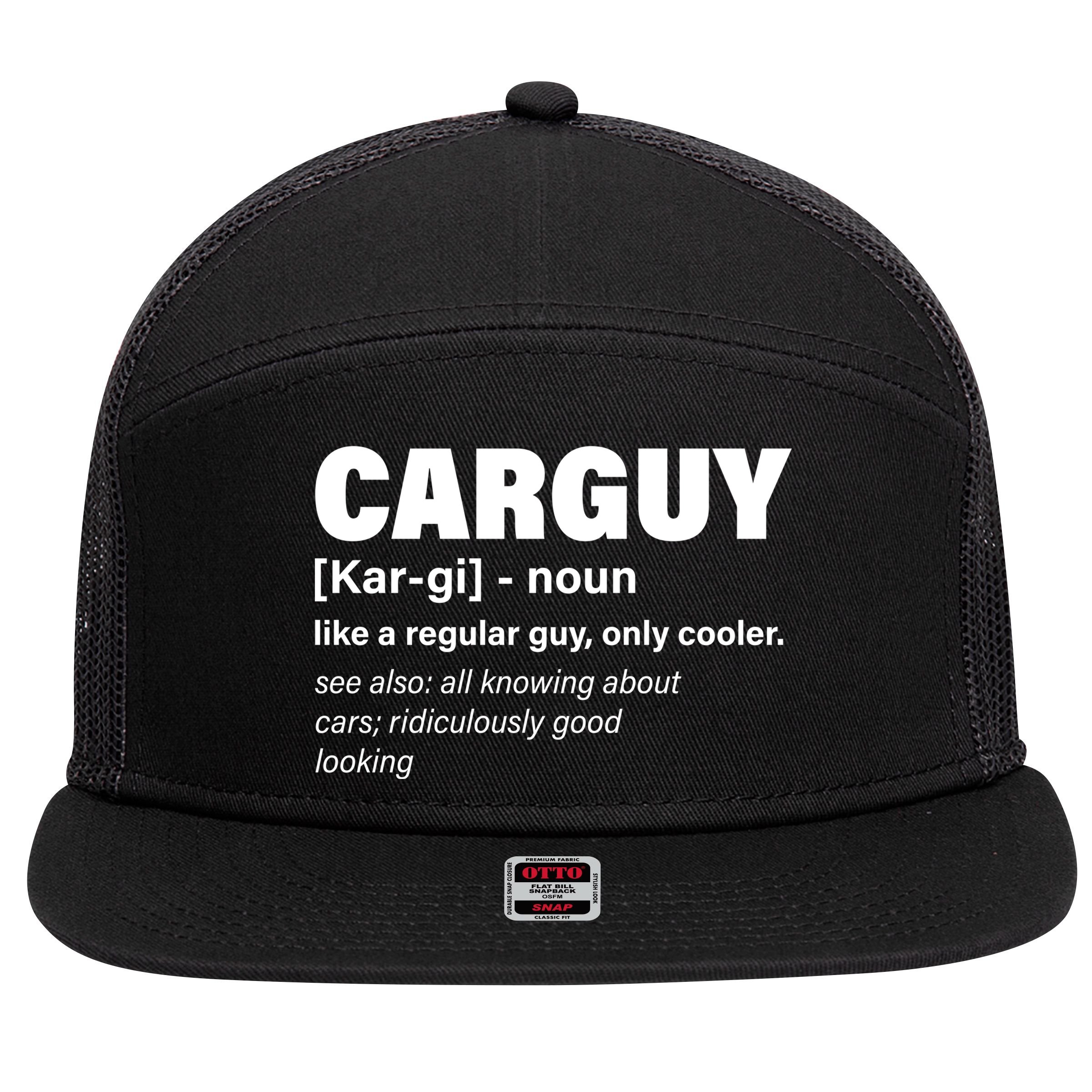 Car Guy Definition Classic Funny 7 Panel Mesh Trucker Snapback Hat