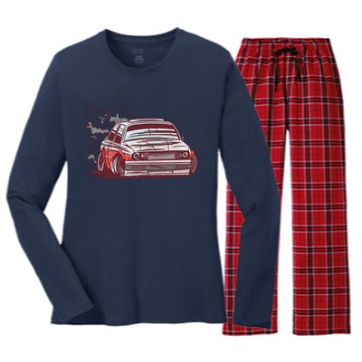 Car Motorsport Drifting Women's Long Sleeve Flannel Pajama Set 