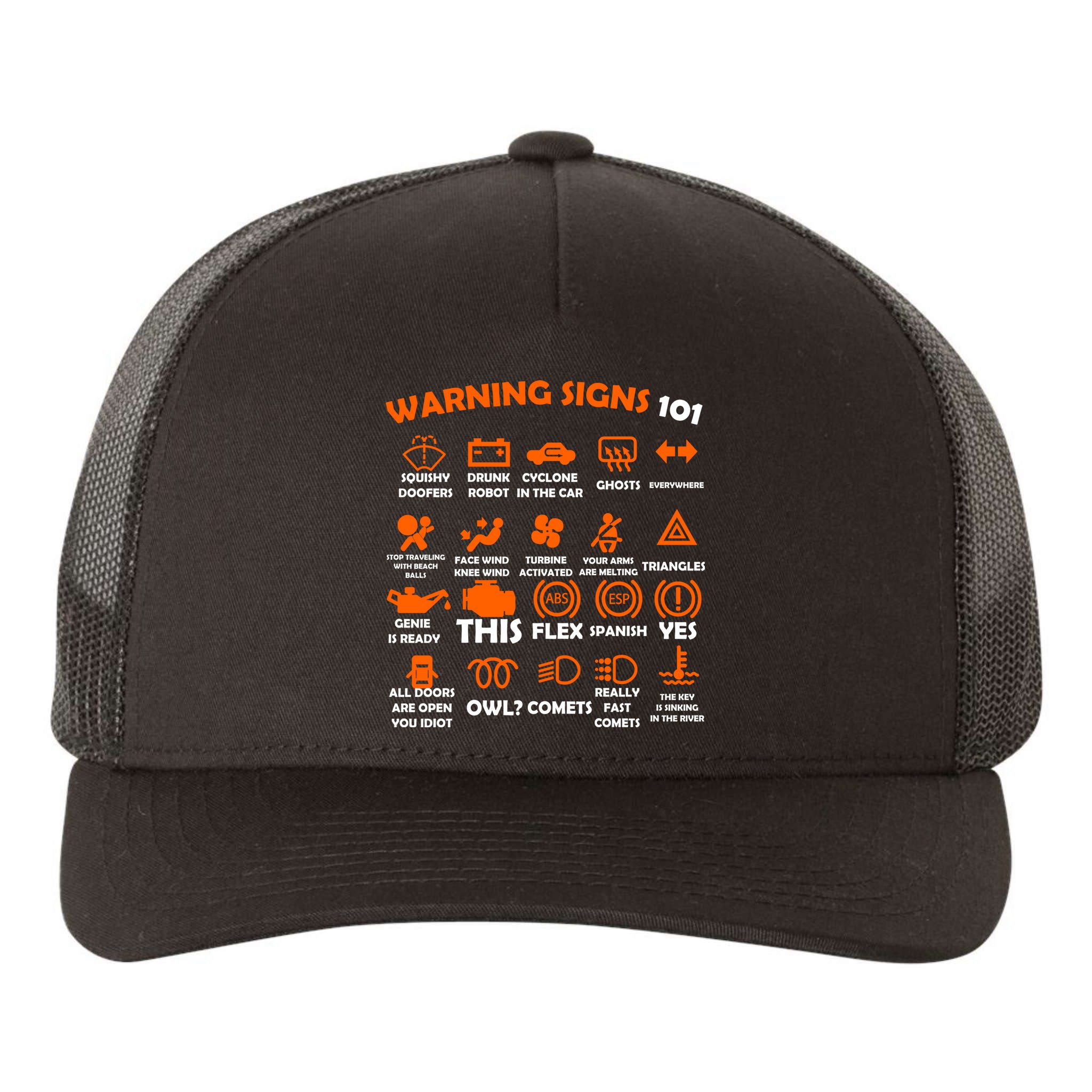 Car Warning Signs 101 Funny Yupoong Adult 5-Panel Trucker Hat