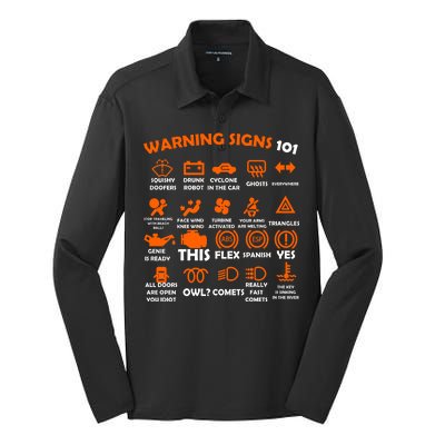 Car Warning Signs 101 Funny Silk Touch Performance Long Sleeve Polo