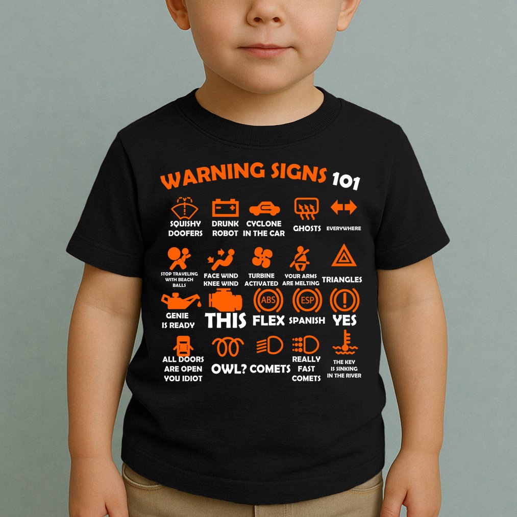 Car Warning Signs 101 Funny Toddler T-Shirt