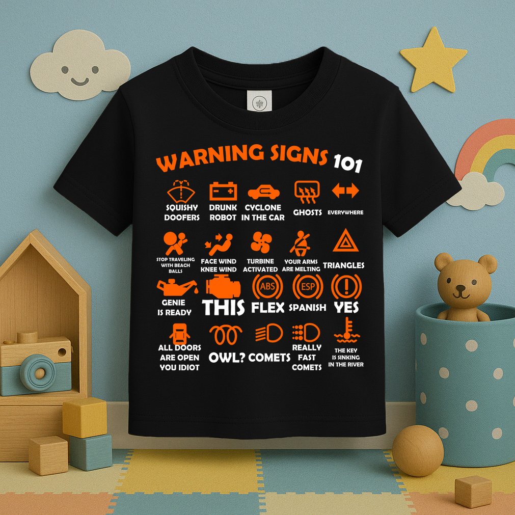 Car Warning Signs 101 Funny Toddler T-Shirt