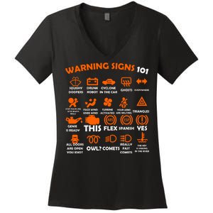 Car Warning Signs 101 Funny Women's V-Neck T-Shirt