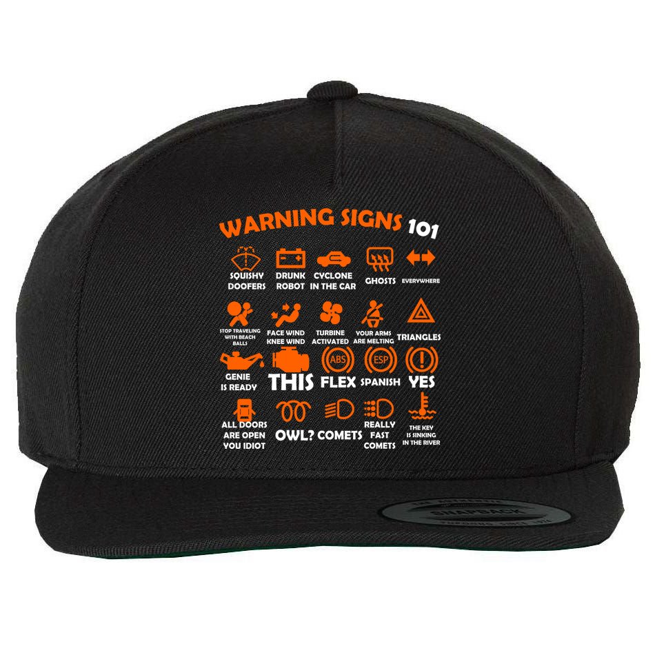 Car Warning Signs 101 Funny Wool Snapback Cap