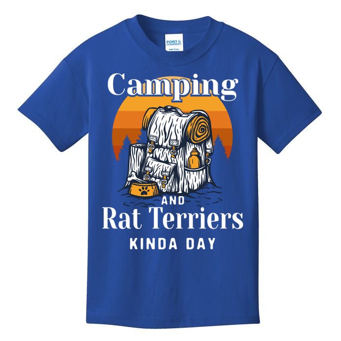 Camping And Rat Terriers Kinda Day Rattie Camper Funny Gift Kids T-Shirt