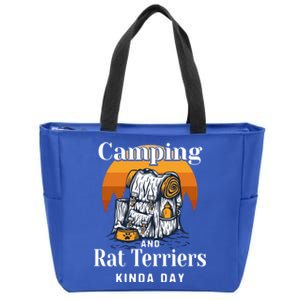 Camping And Rat Terriers Kinda Day Rattie Camper Funny Gift Zip Tote Bag