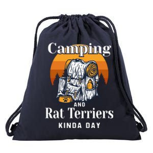 Camping And Rat Terriers Kinda Day Rattie Camper Funny Gift Drawstring Bag