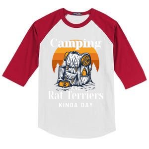 Camping And Rat Terriers Kinda Day Rattie Camper Funny Gift Kids Colorblock Raglan Jersey