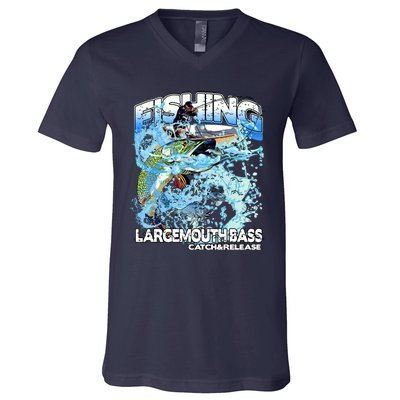 Catch And Release Largemouth Bass Fishing V-Neck T-Shirt