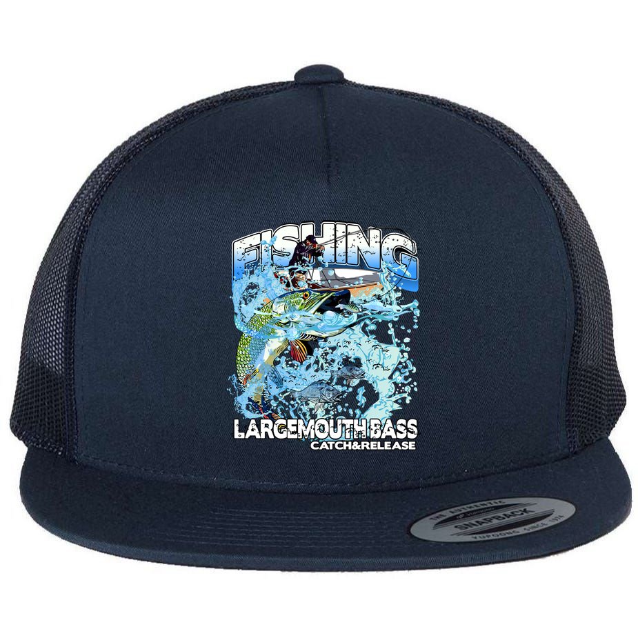 Catch And Release Largemouth Bass Fishing Flat Bill Trucker Hat