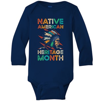 Columbus American Regalia Native American Heritage Month Funny Gift Baby Long Sleeve Bodysuit