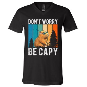 Capybara Animal Rodent Capybara Dont Be Worry Be Capy V-Neck T-Shirt