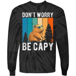 Capybara Animal Rodent Capybara Dont Be Worry Be Capy Tie-Dye Long Sleeve Shirt