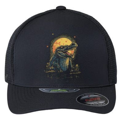 Crocodile Animal Retro Style Graphic Tees for Boy Flexfit Unipanel Trucker Cap