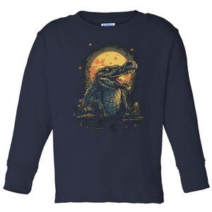 Crocodile Animal Retro Style Graphic Tees for Boy Toddler Long Sleeve Shirt