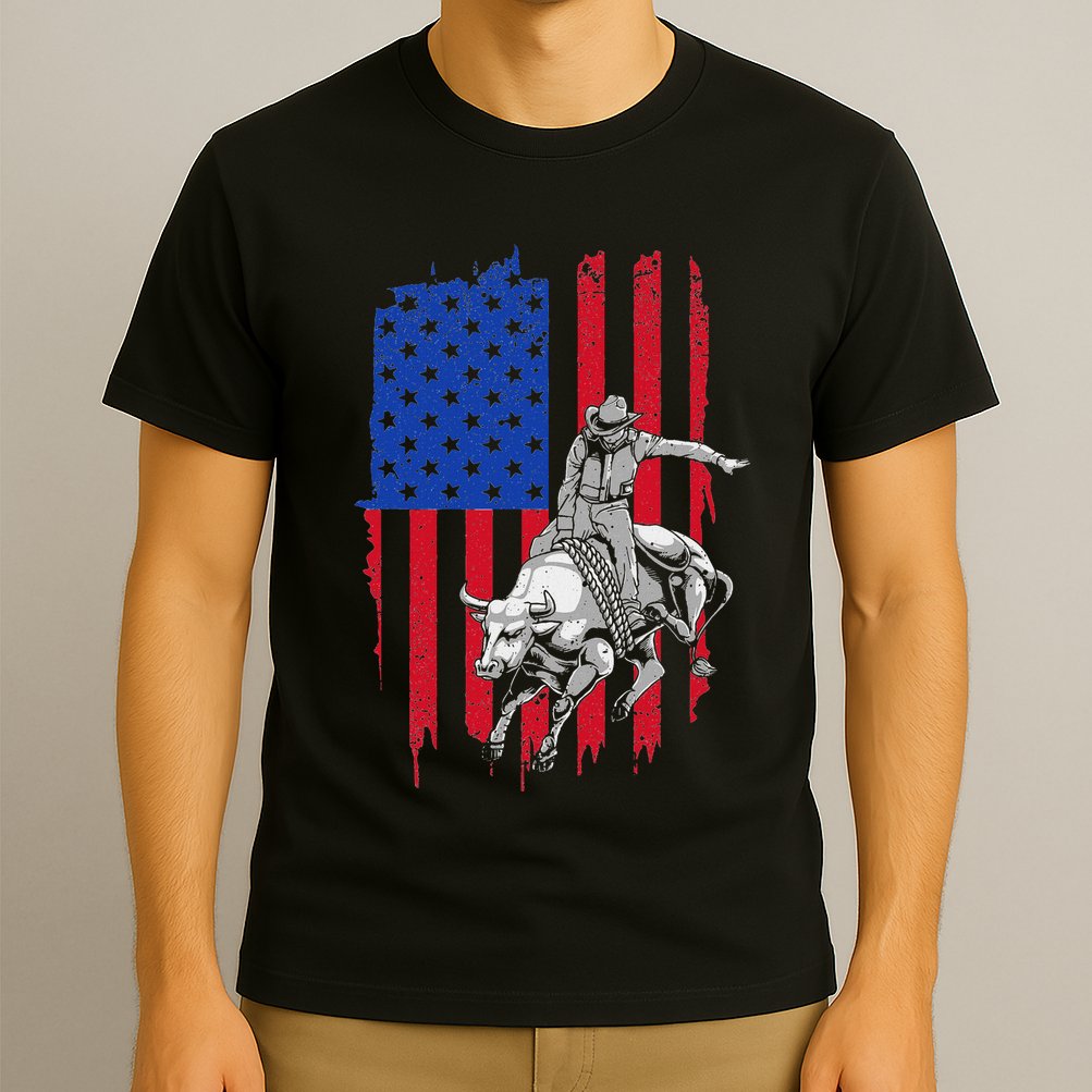 Cool American Rodeo Bull Rider Design Women T-Shirt