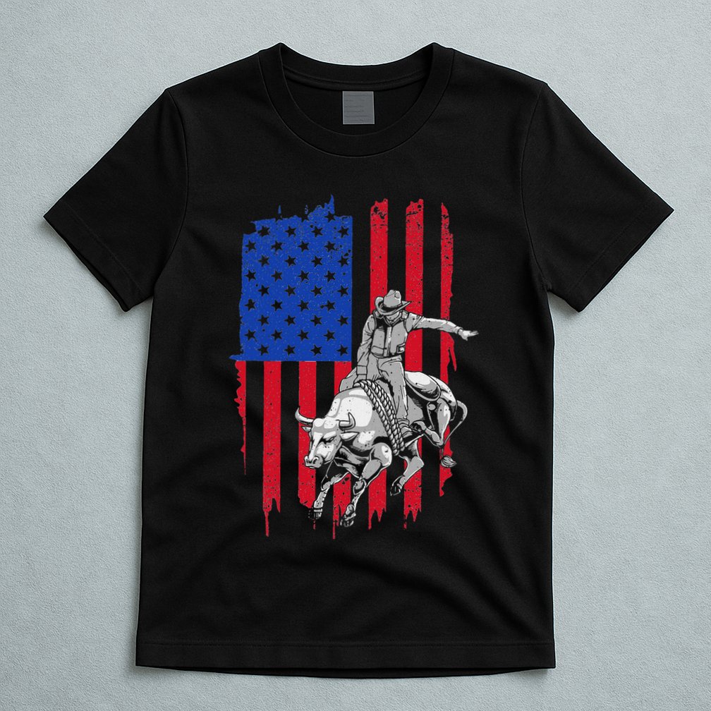 Cool American Rodeo Bull Rider Design Women T-Shirt